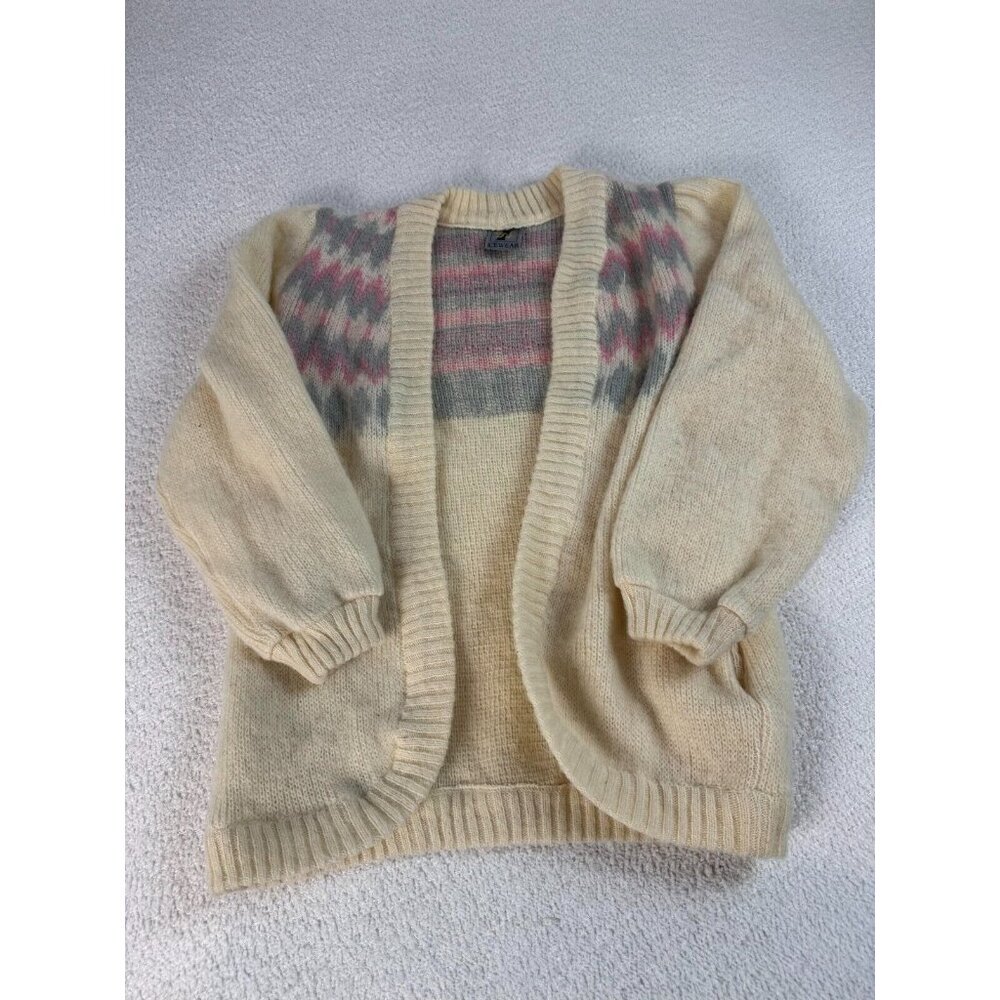 Iceland Icewear Womens Open Front Cardigan Sweater Pure‎ Wool Cozy Knit Ivory M